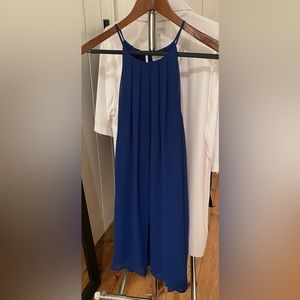 Royal Blue Pleated High Neck Dress